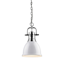  3602-S CH-WH - Duncan Small Pendant with Chain in Chrome with a White Shade